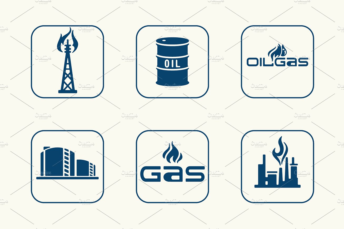 oil and gas simple icons