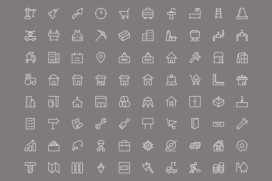 100 Construction Vector Icons