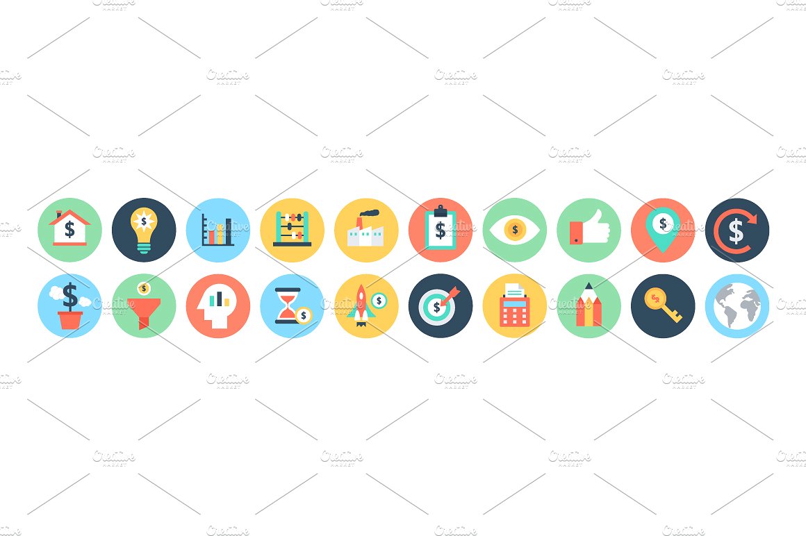 125 Flat Finance Icons