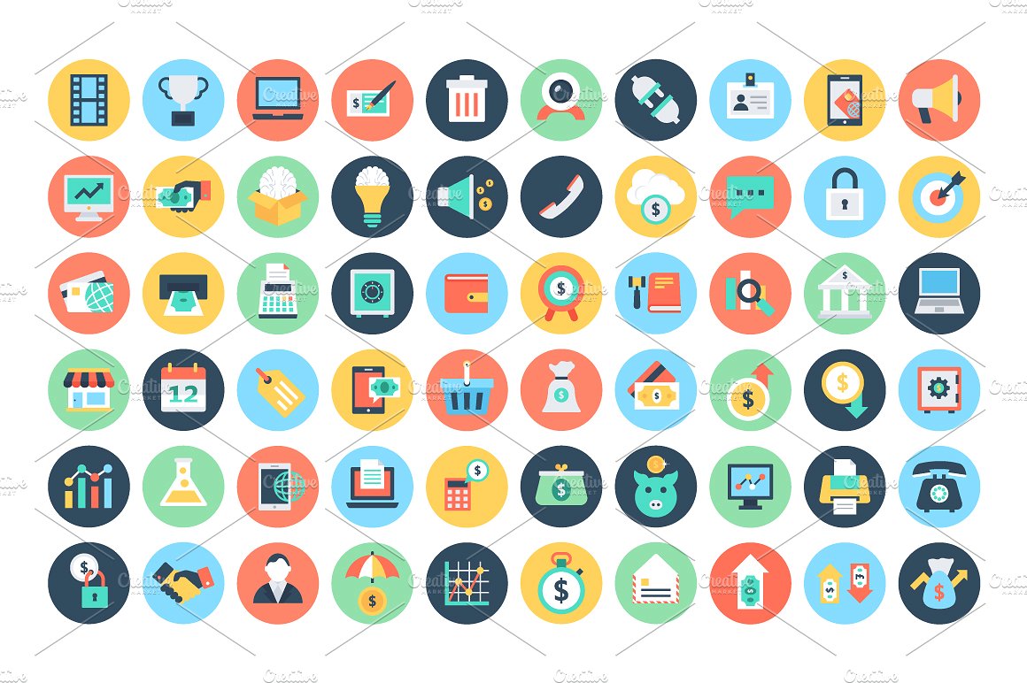 125 Flat Finance Icons