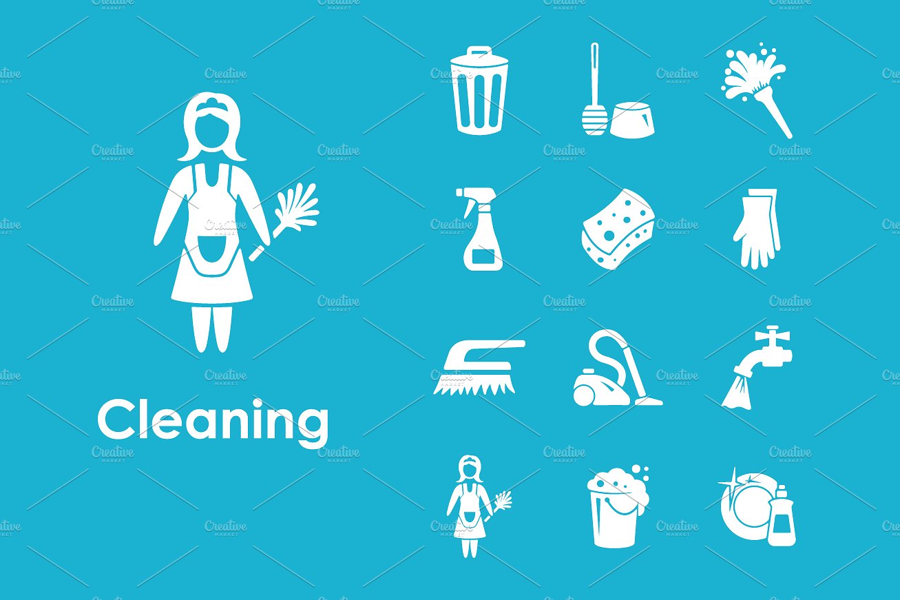 Set of cleaning simple icons