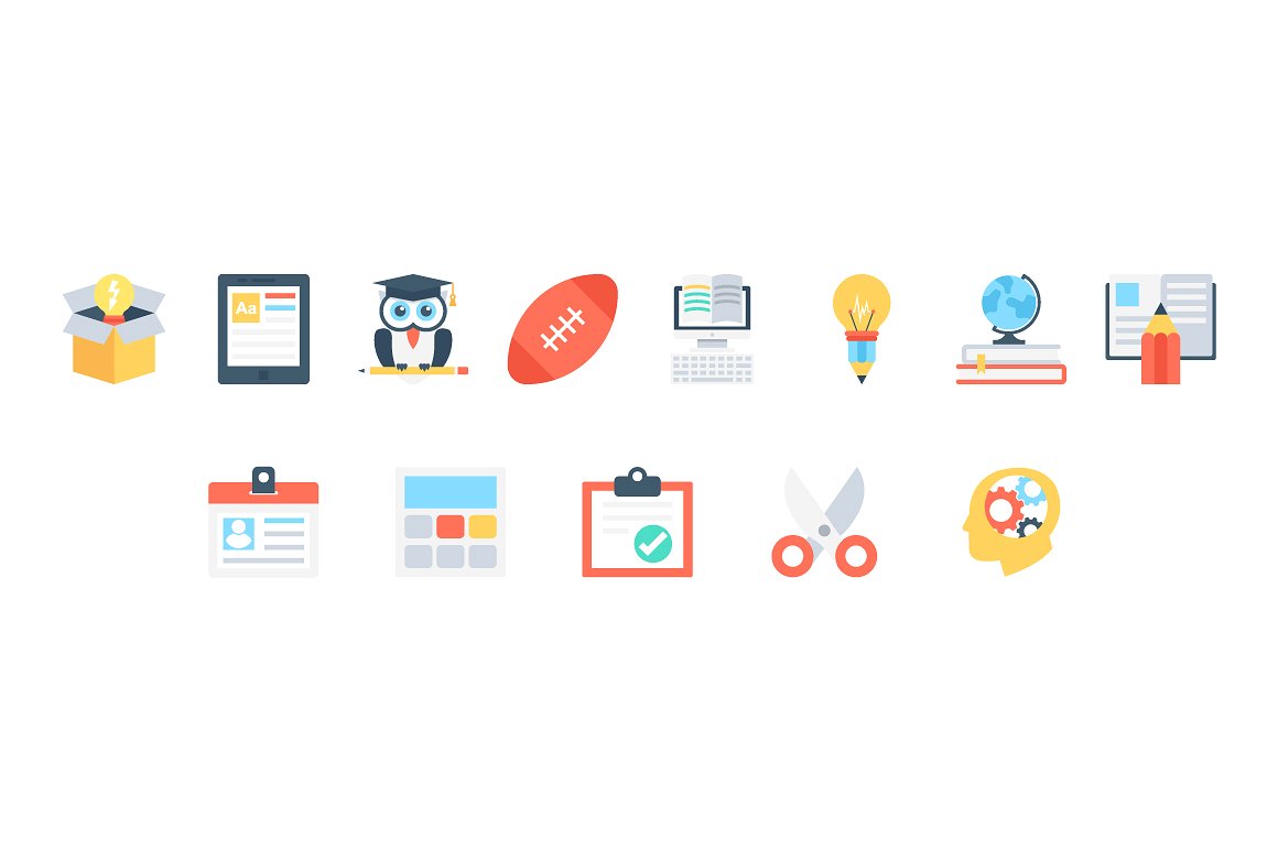 205 Flat Education Icons