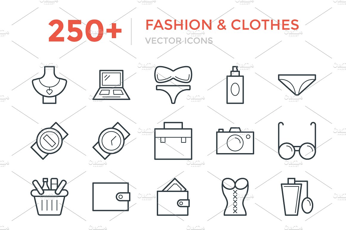 250 Fashion and Clothes Icons