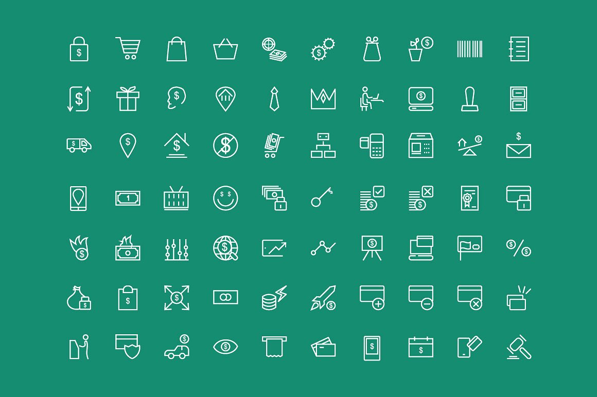 100 Money Vector Line Icons