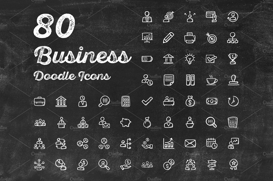 80 Business Doodle Icons