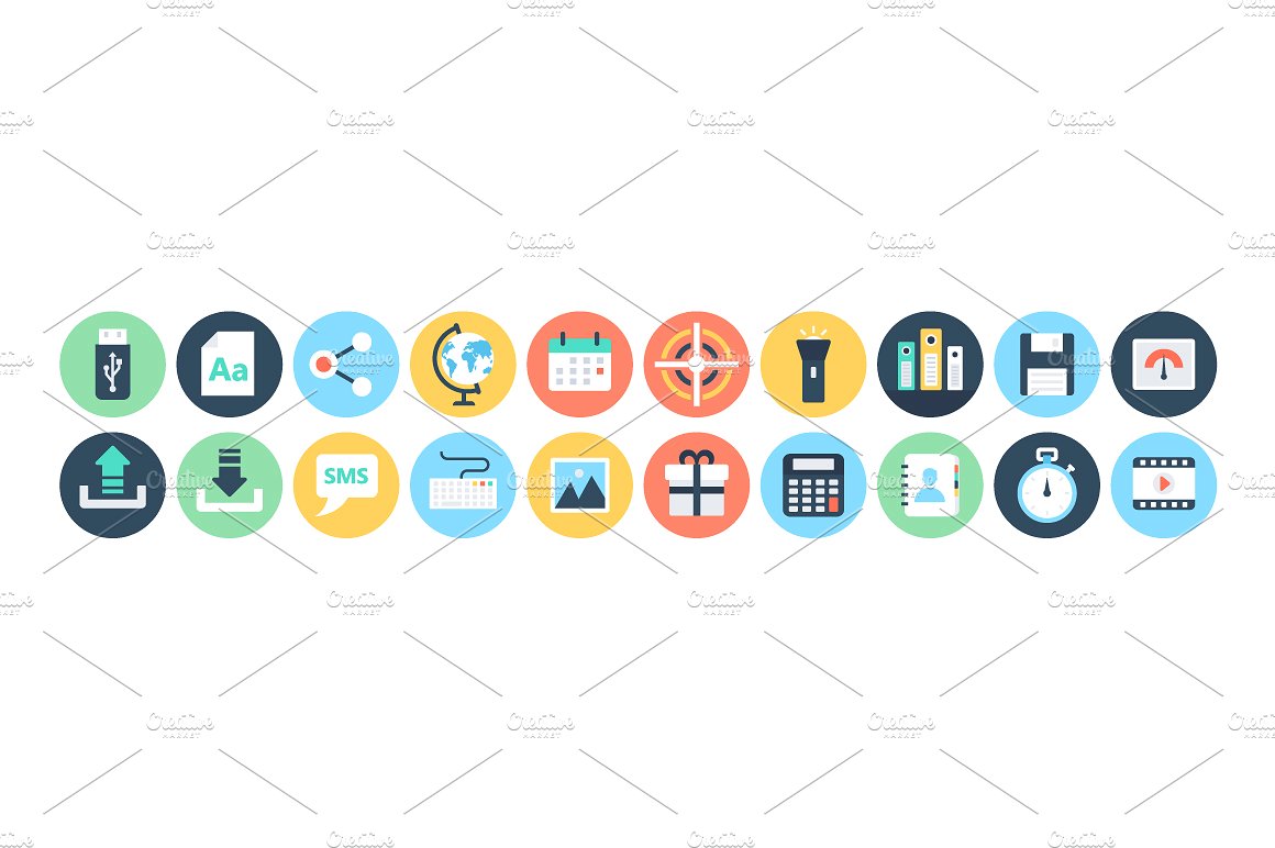 125 Flat Internet Icons