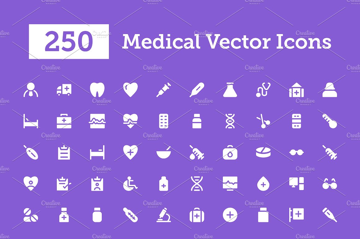 250 Medical Vector Icons