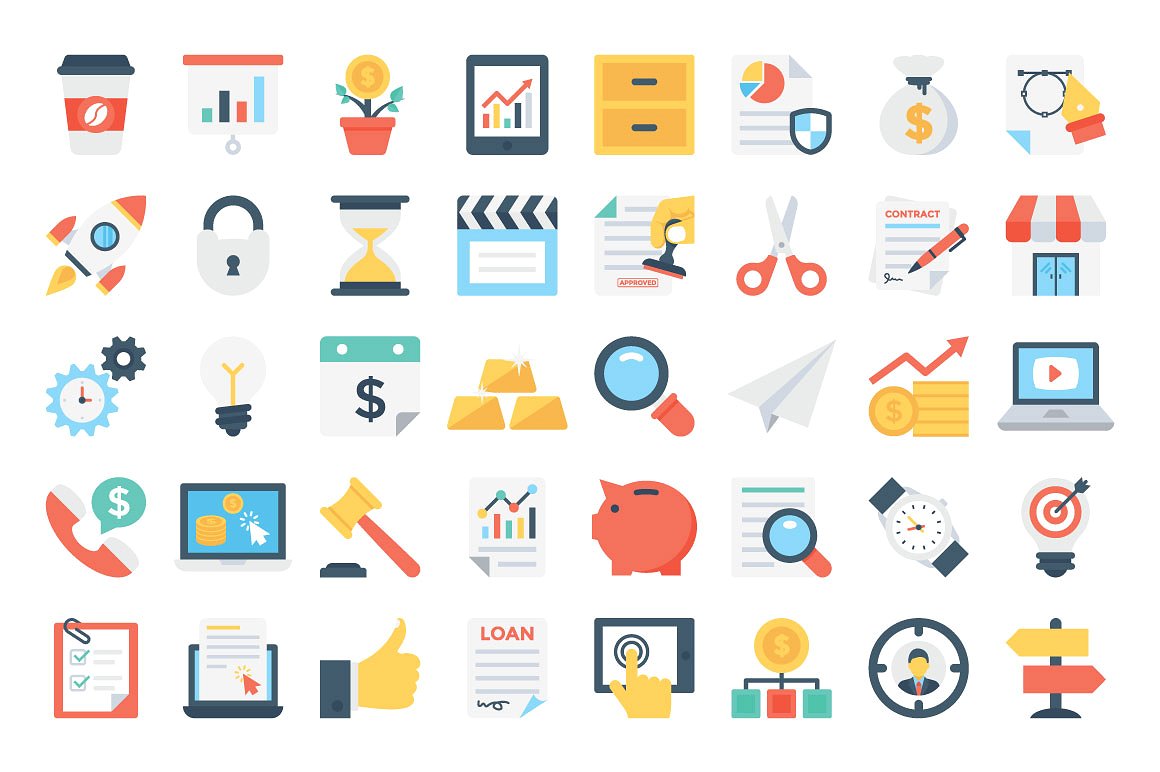 370 Flat Business Icons