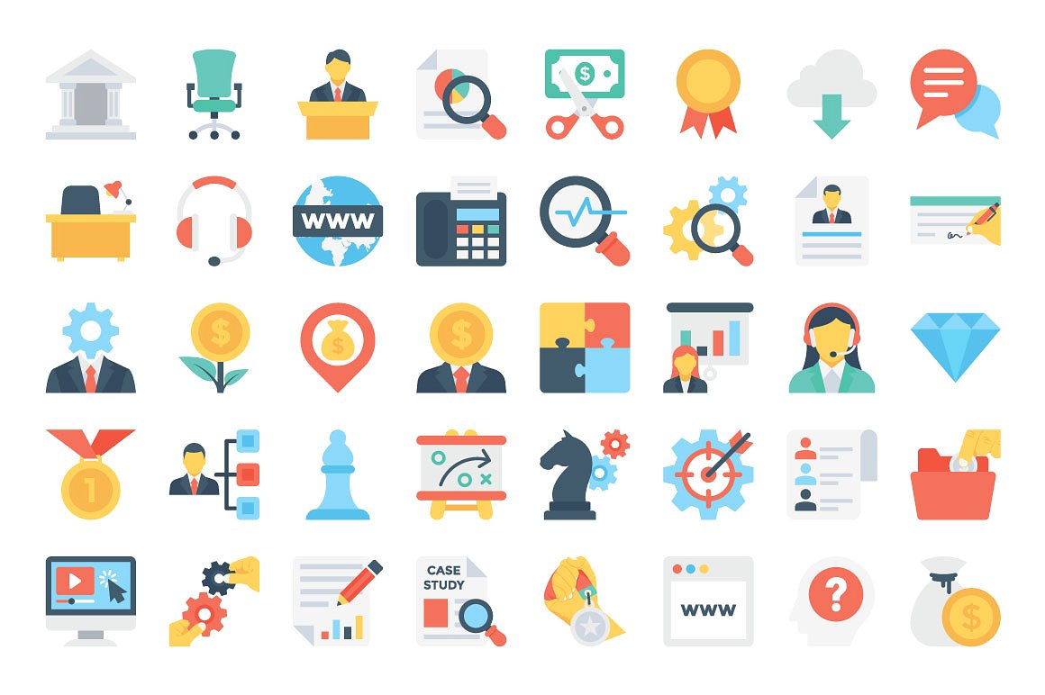 370 Flat Business Icons