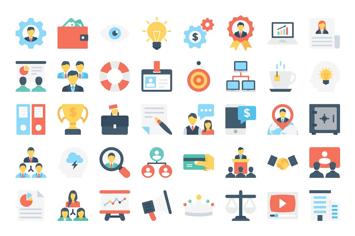 370 Flat Business Icons