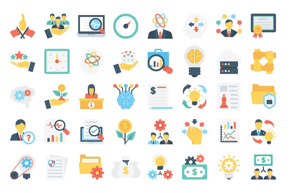 370 Flat Business Icons