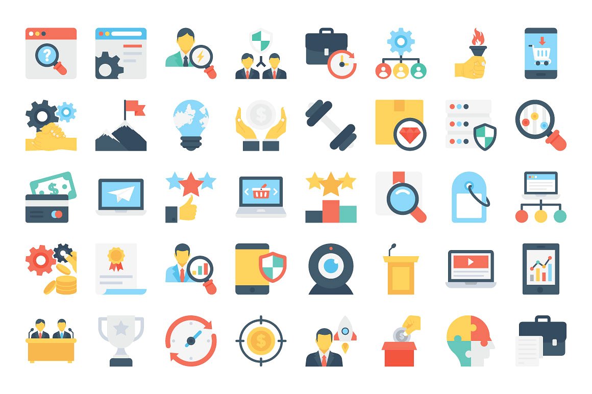 370 Flat Business Icons