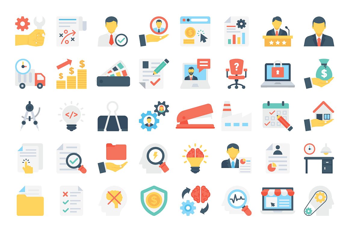 370 Flat Business Icons