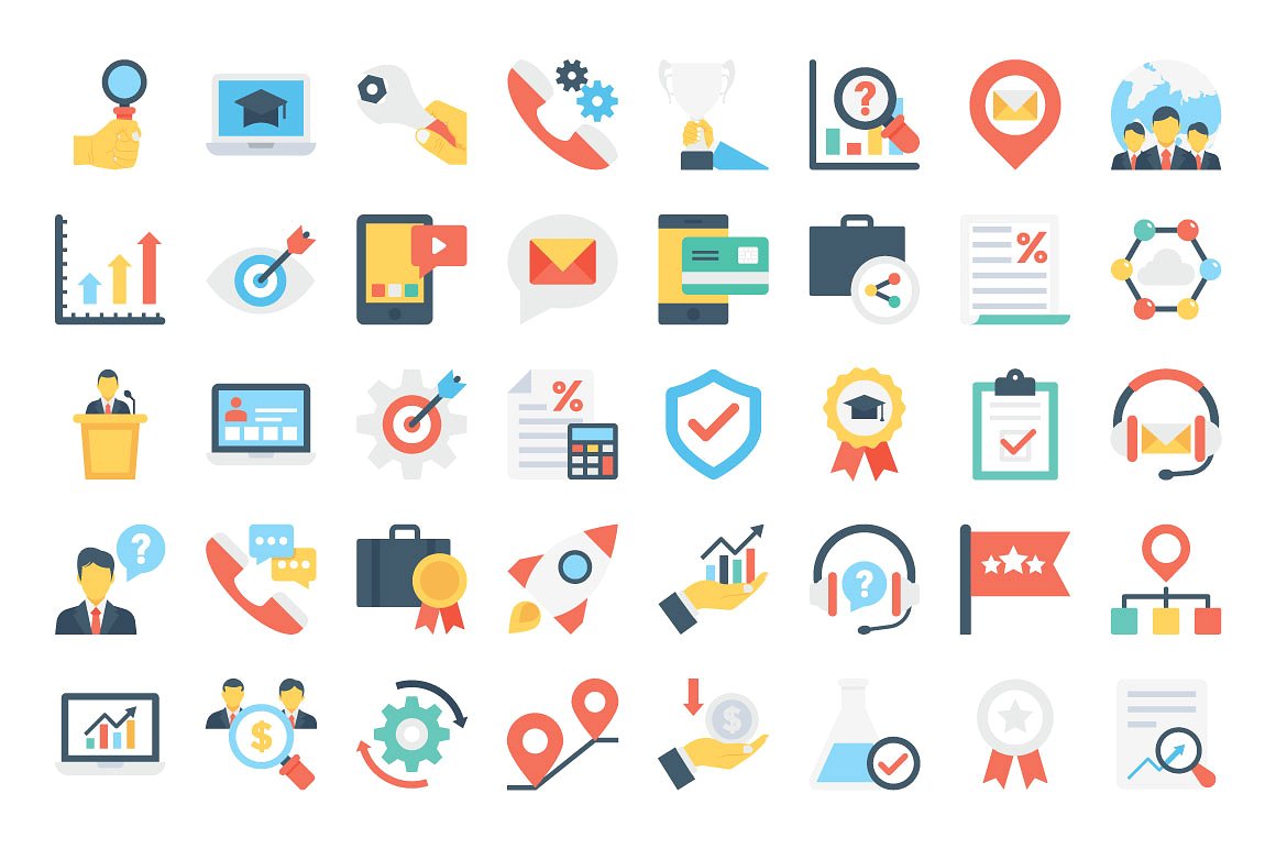 370 Flat Business Icons