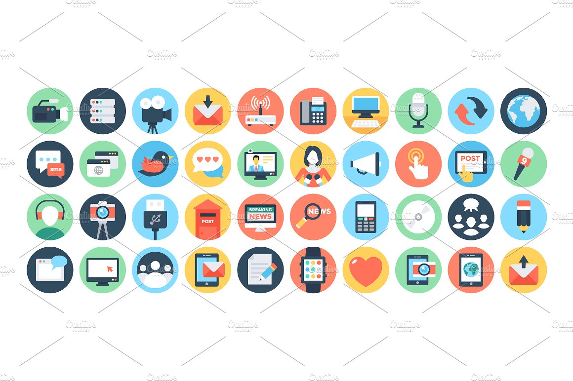 150 Flat Communication Icons