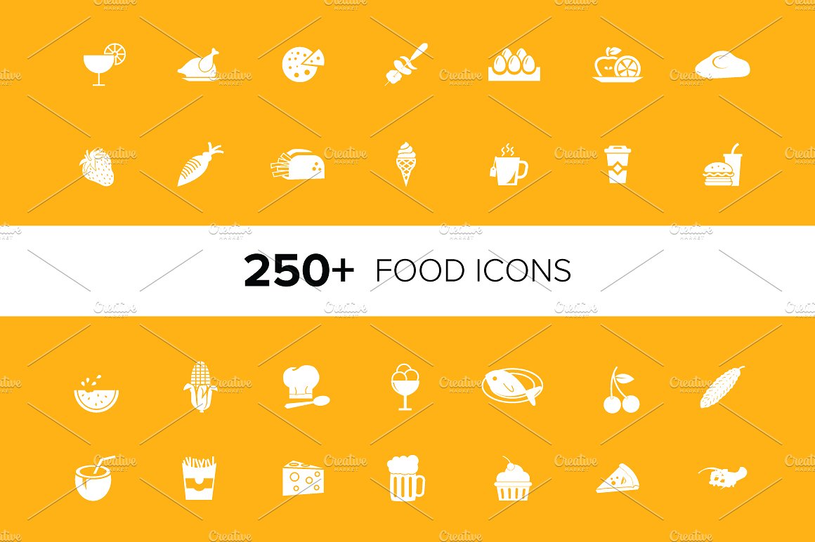 250 Food Vector Icons Pack