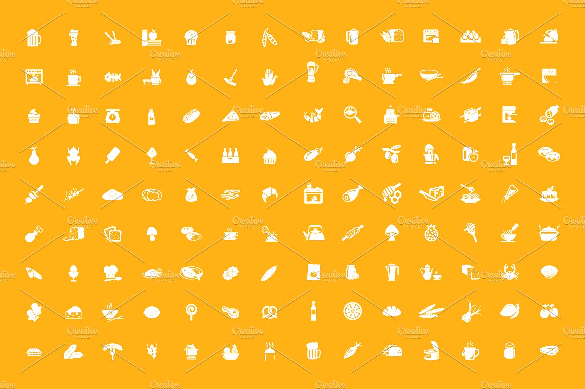 250 Food Vector Icons Pack