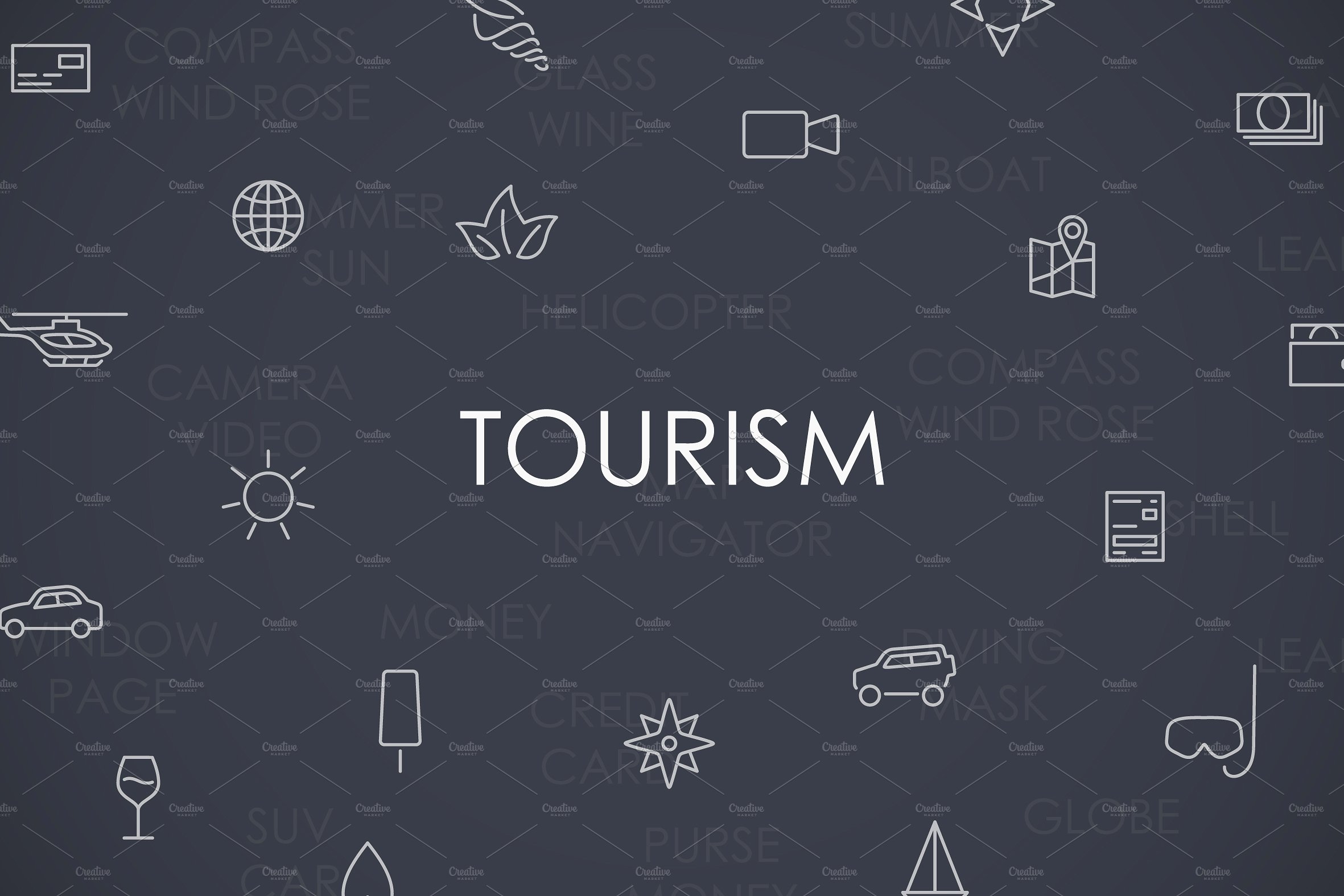 Tourism thinline icons