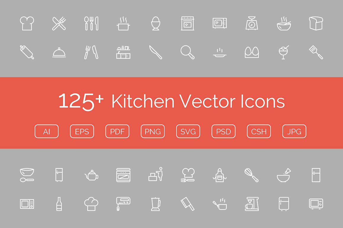 125 Kitchen Vector Icons