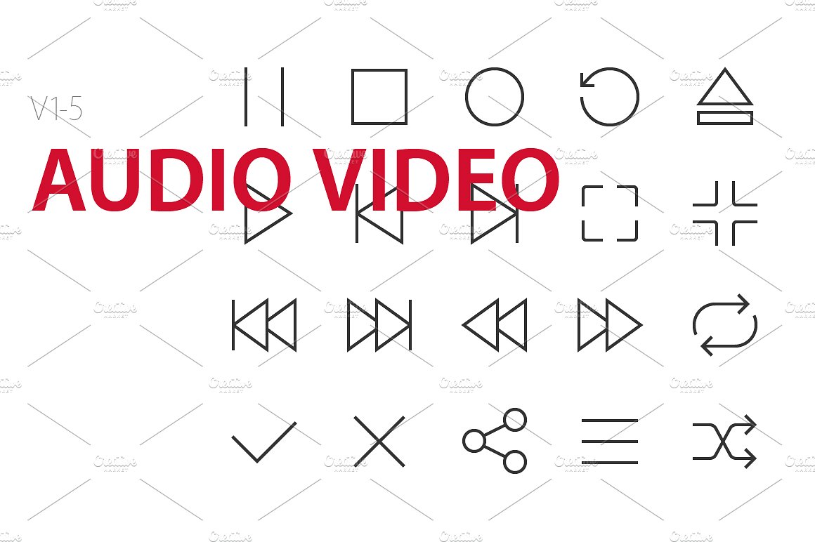 100 Audio Video UI icons