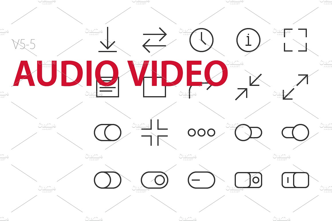 100 Audio Video UI icons