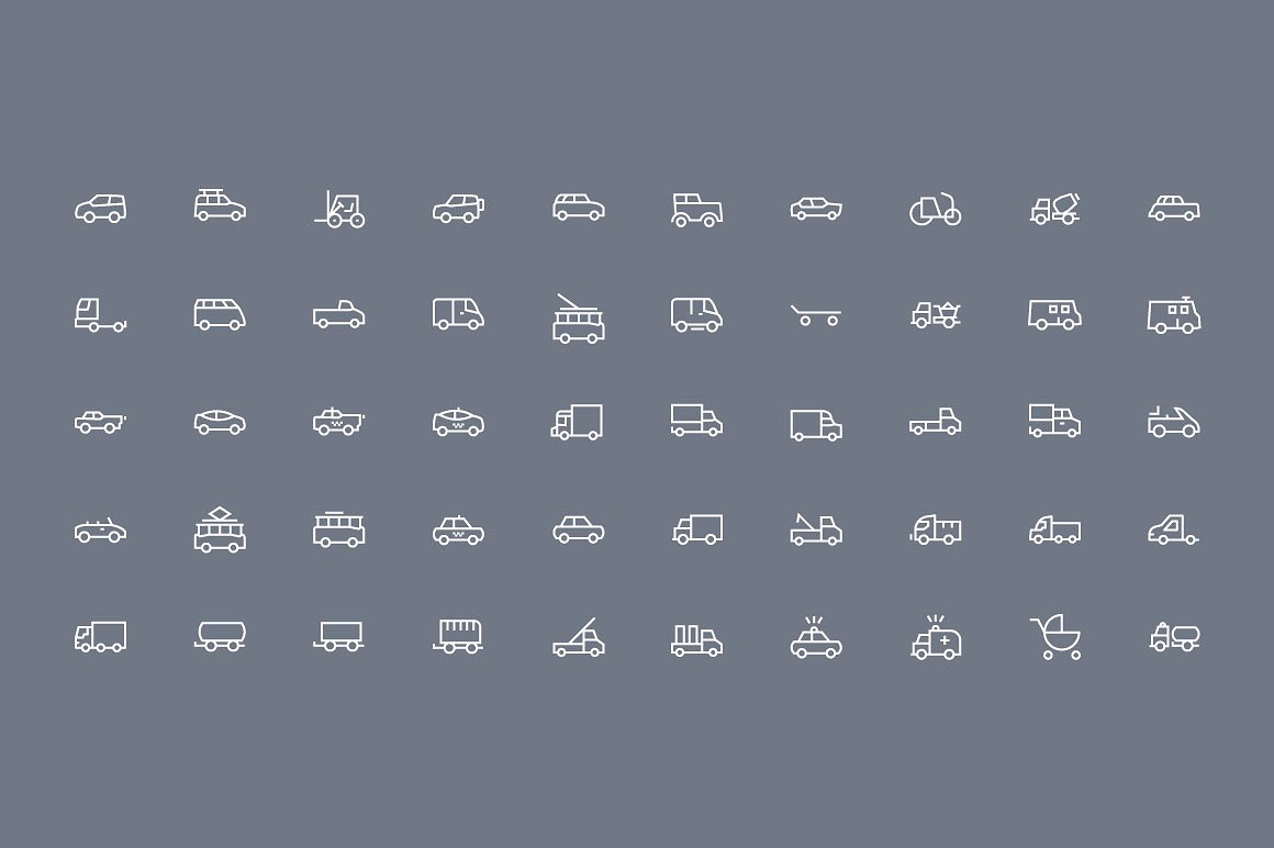 75 Vehicles Vector Icons