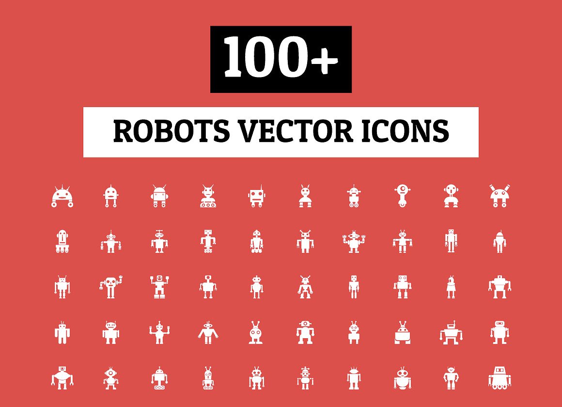 100 Robots Vector Icons