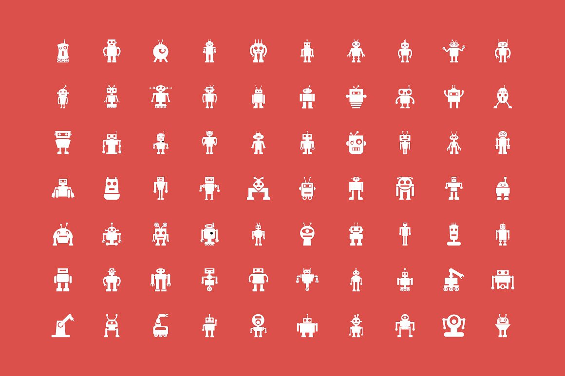 100 Robots Vector Icons