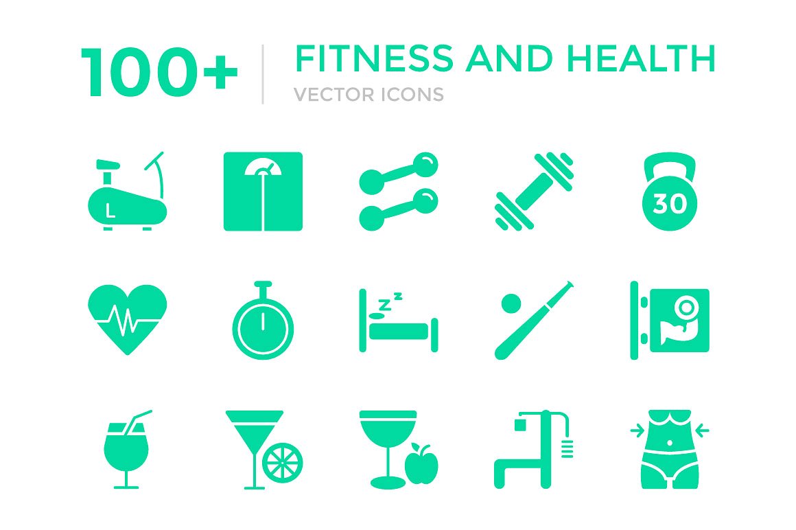 100 Fitness and Health Vector