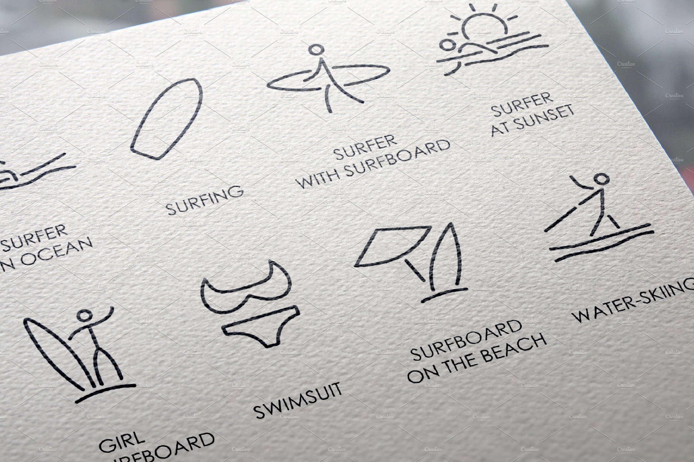 Surfing thinline icons