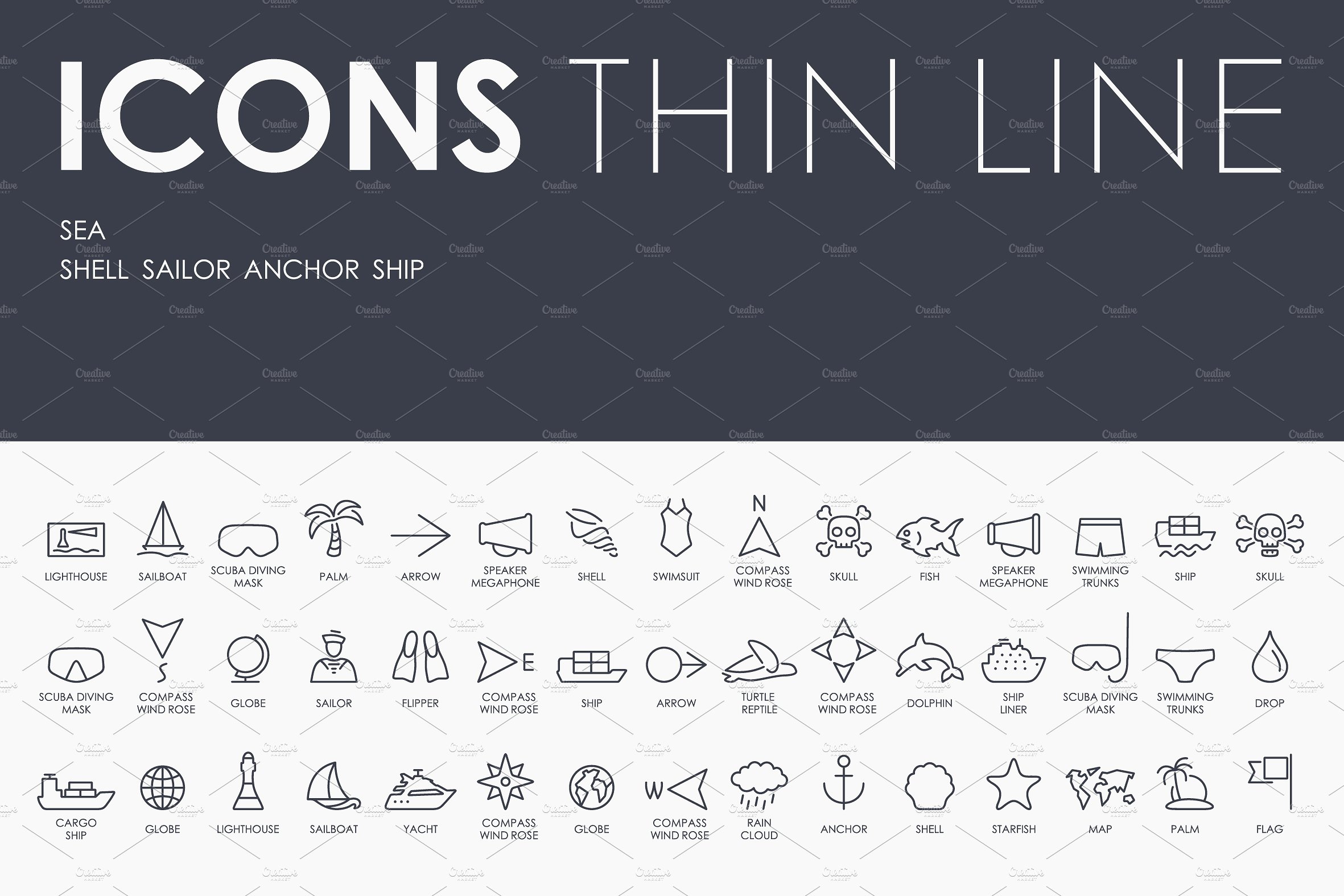 Sea thinline icons