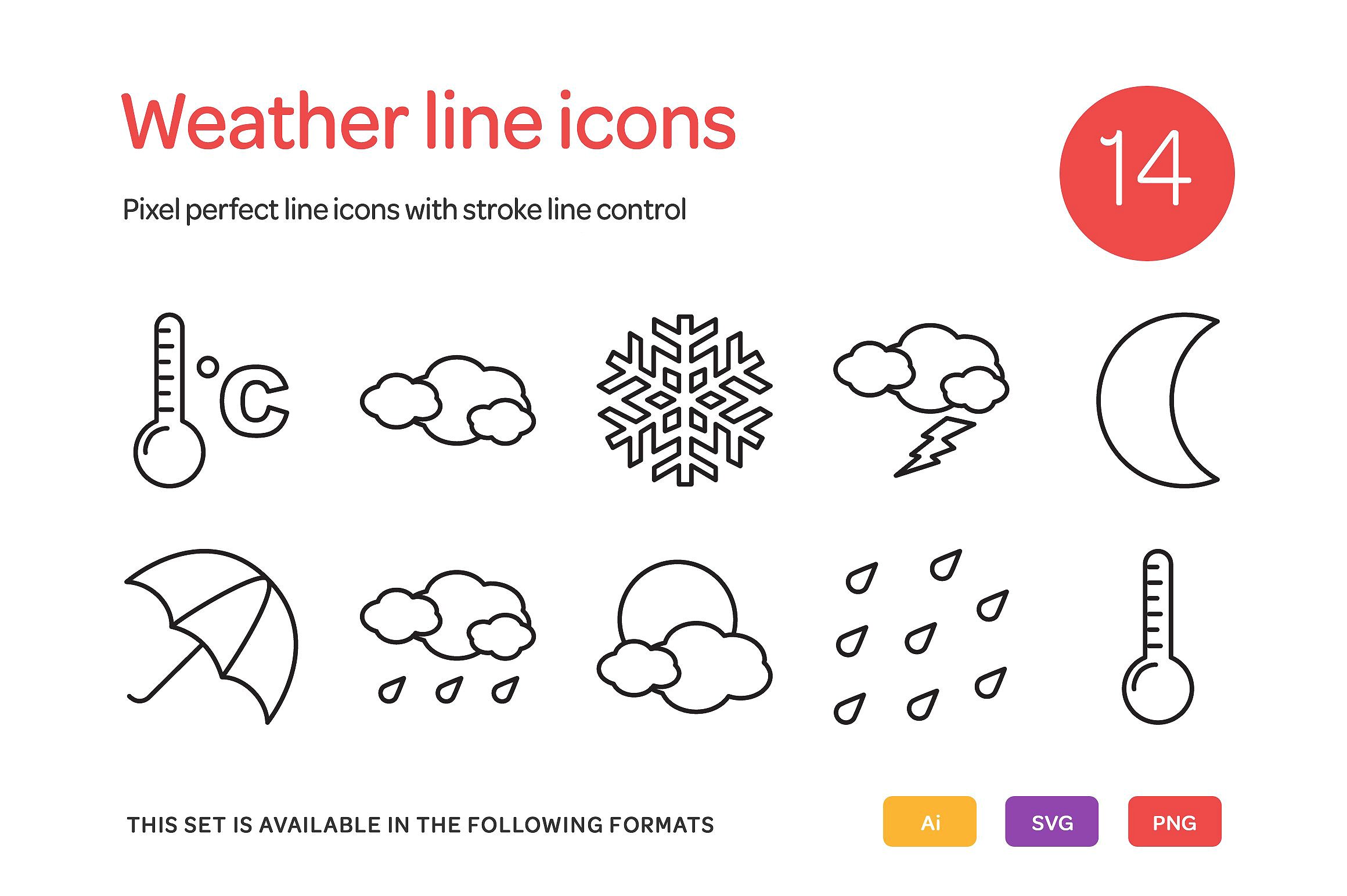 Weather Line Icons Set