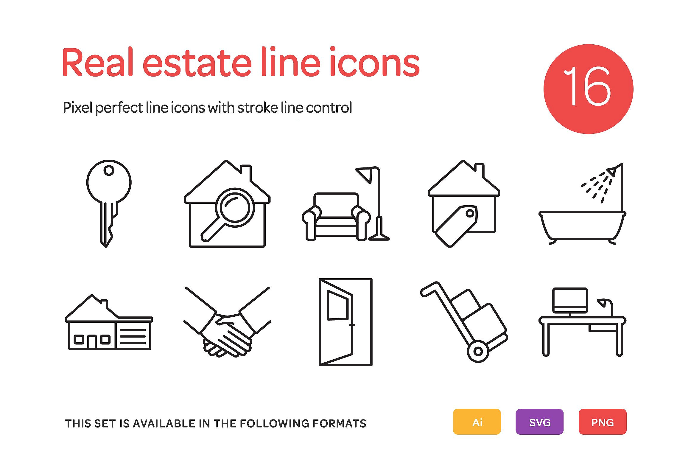 Real Estate Line Icons Set