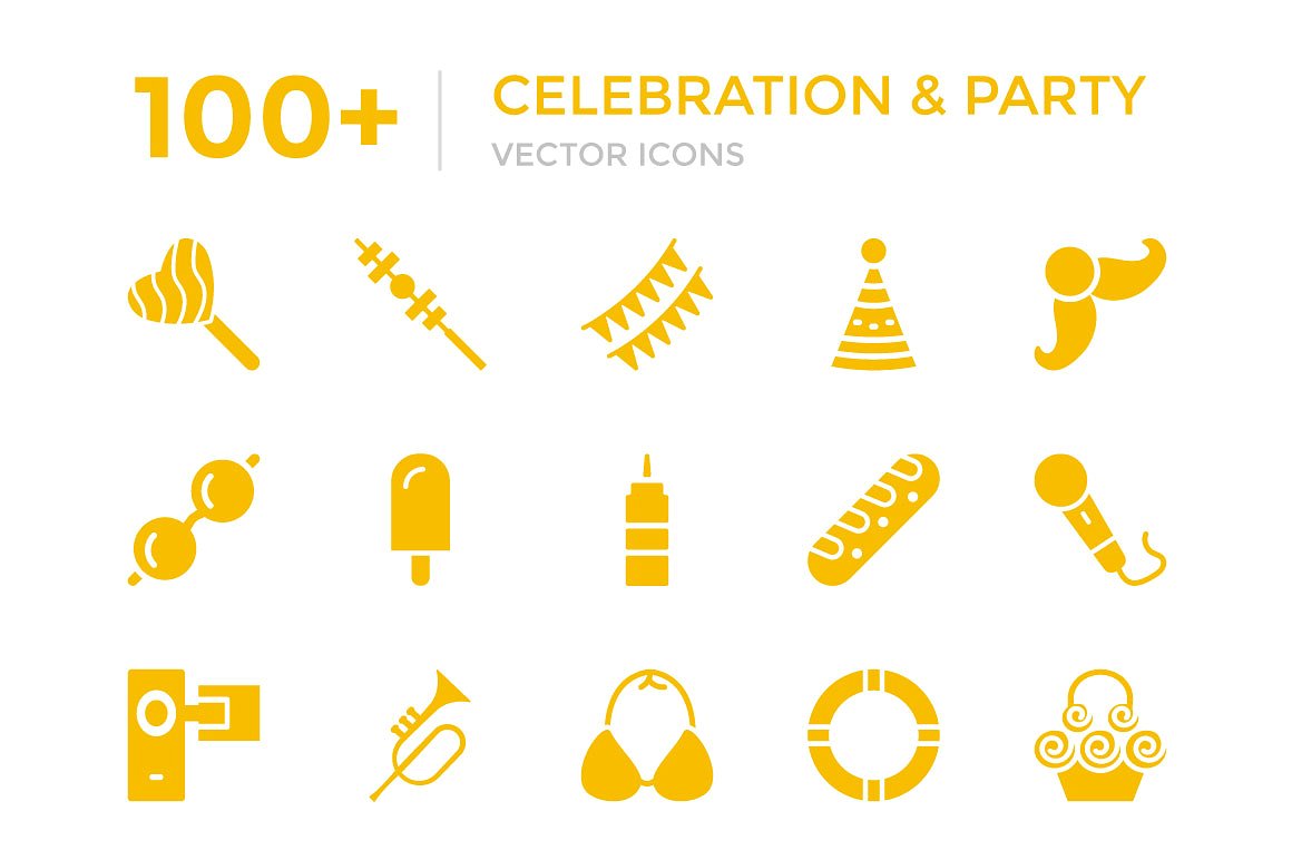 100 Celebration and Party Ico