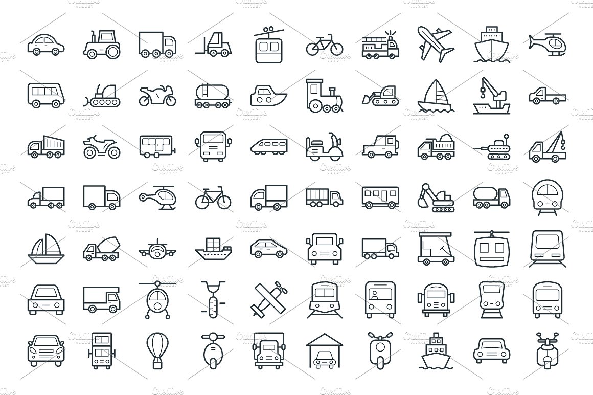 75 Transport Vector Icons