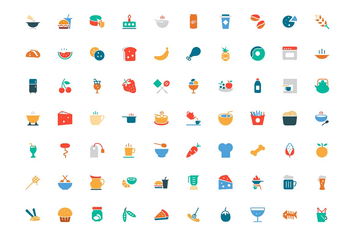 450 Food Colored Icons