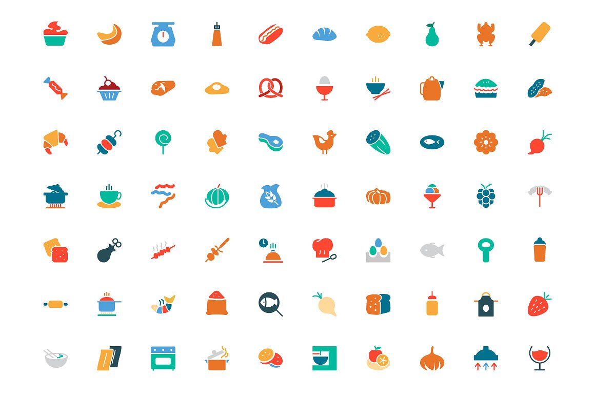 450 Food Colored Icons