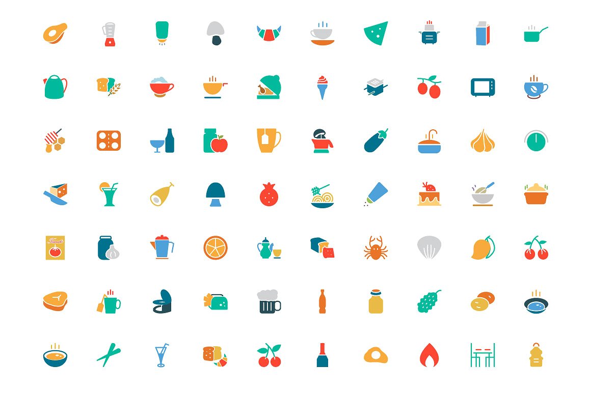 450 Food Colored Icons