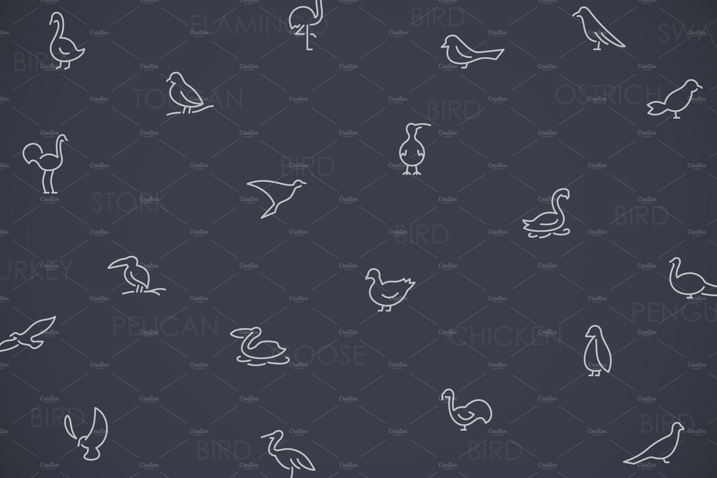 Birds thinline icons