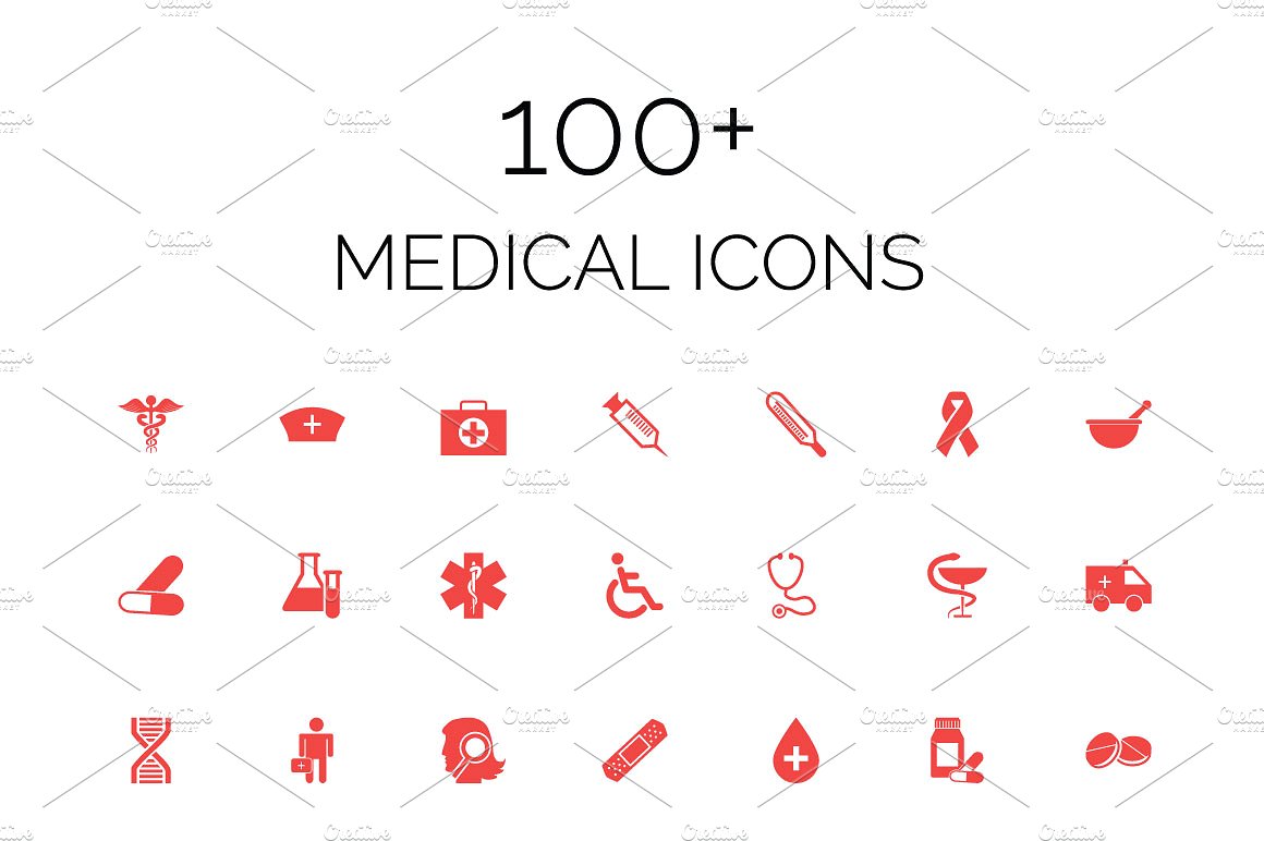 100 Medical Vector Icons Pack