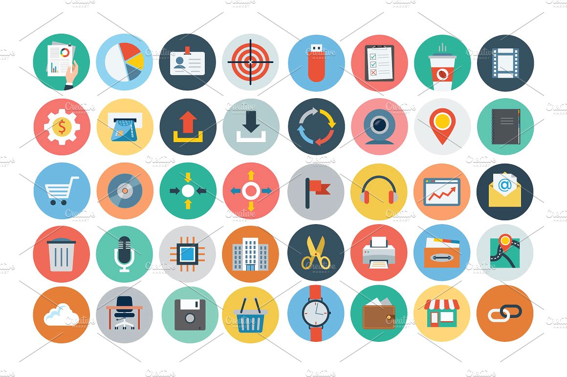 120 Office Flat Icons