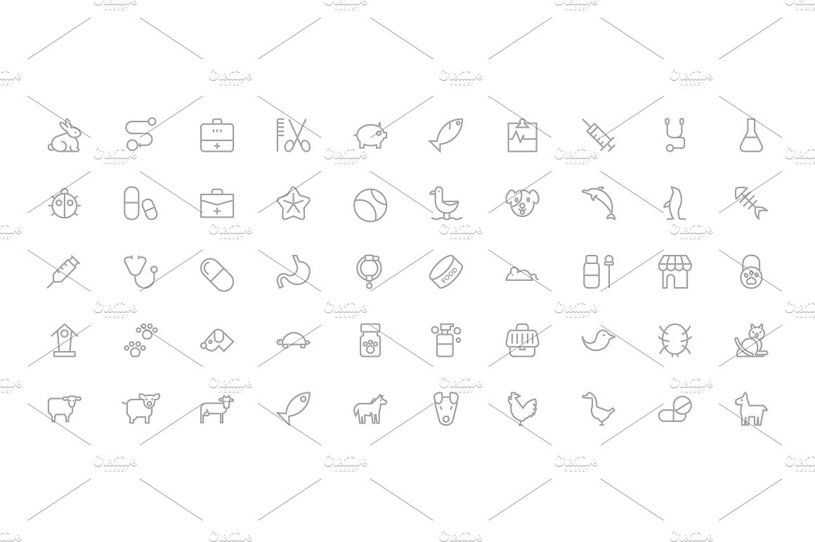 90 Veterinary Outline Icons