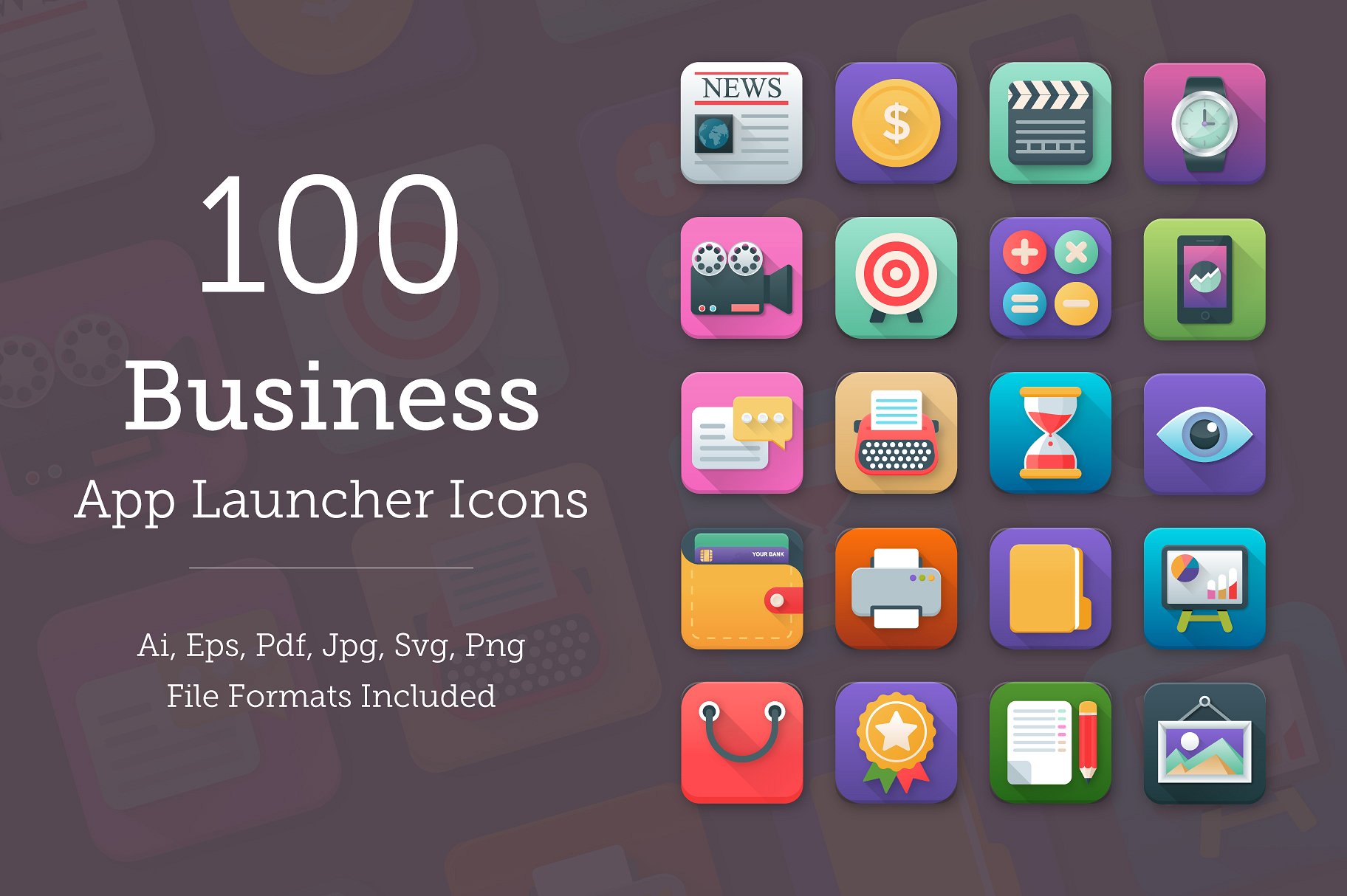 100 Business App Icons Set