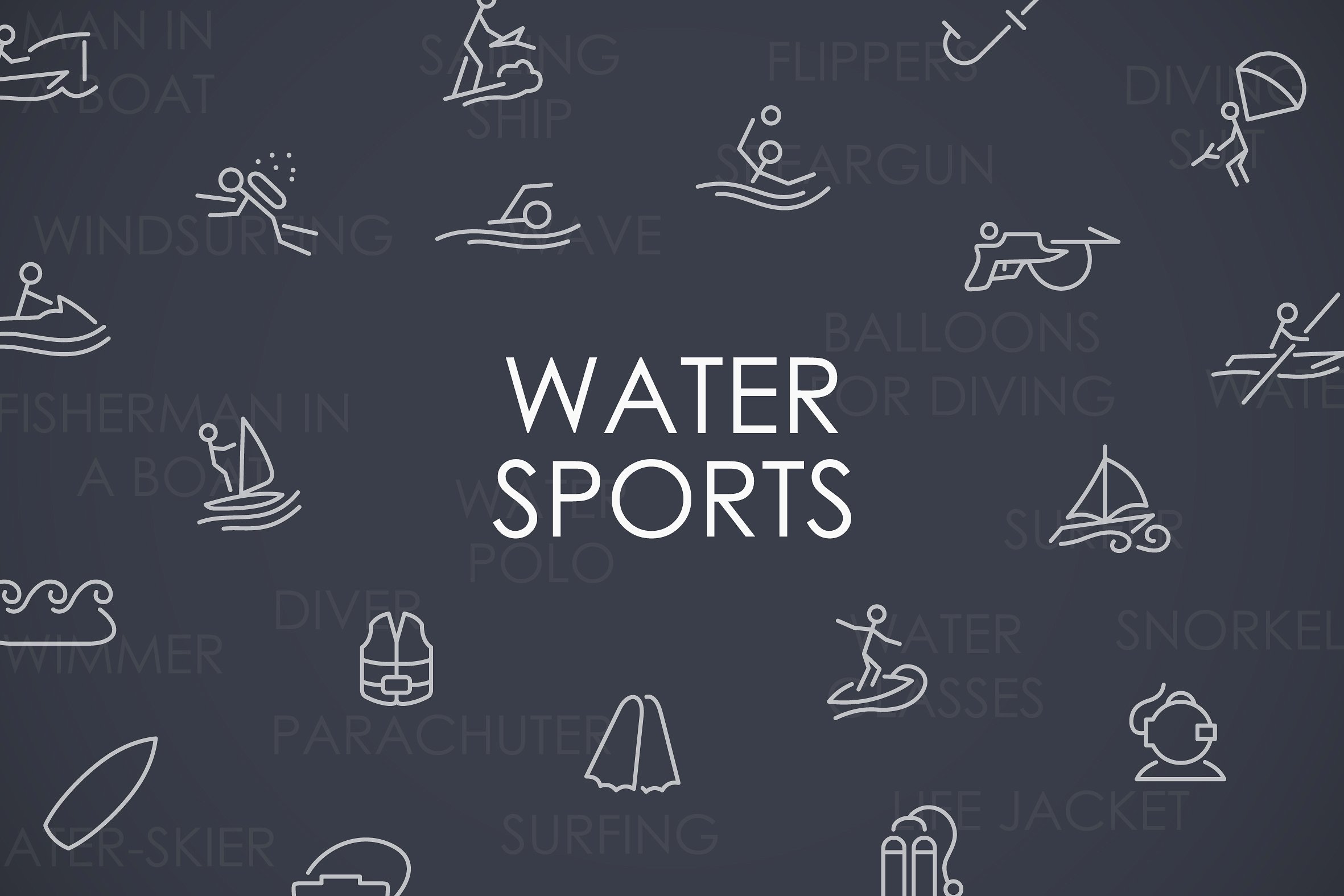 Water Sports thinline icons