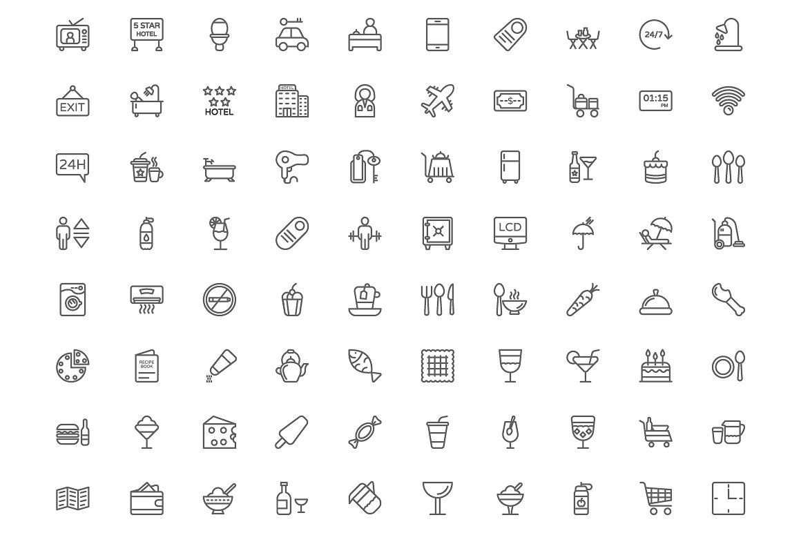 390 Hotel Line Icons