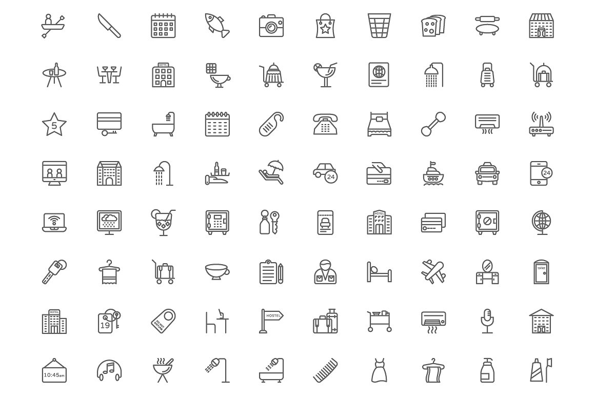 390 Hotel Line Icons