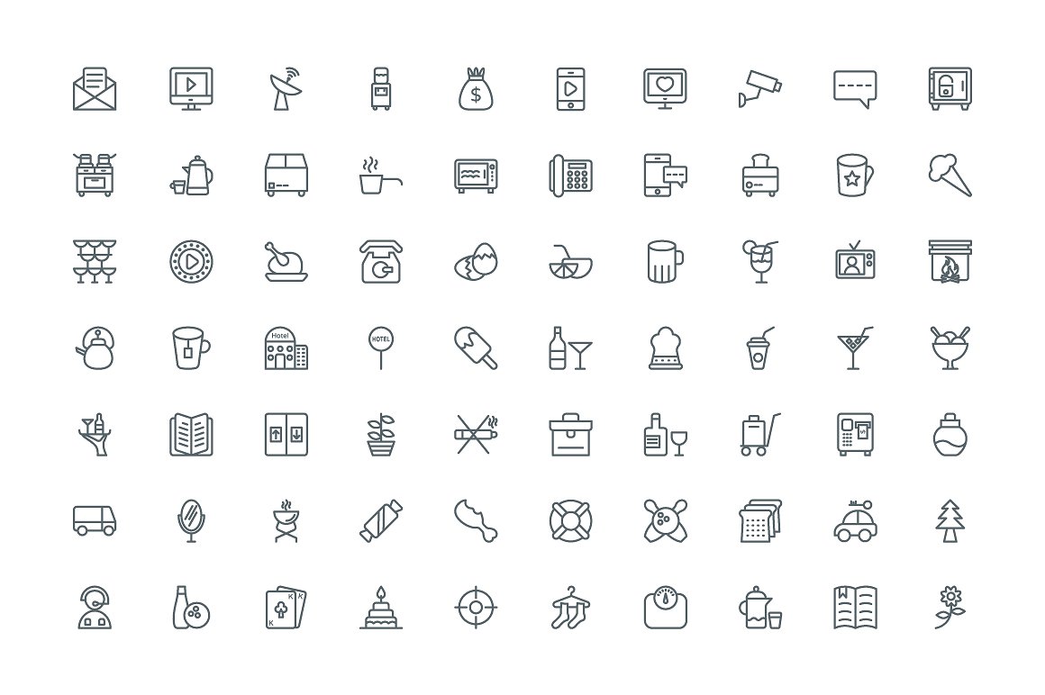 390 Hotel Line Icons