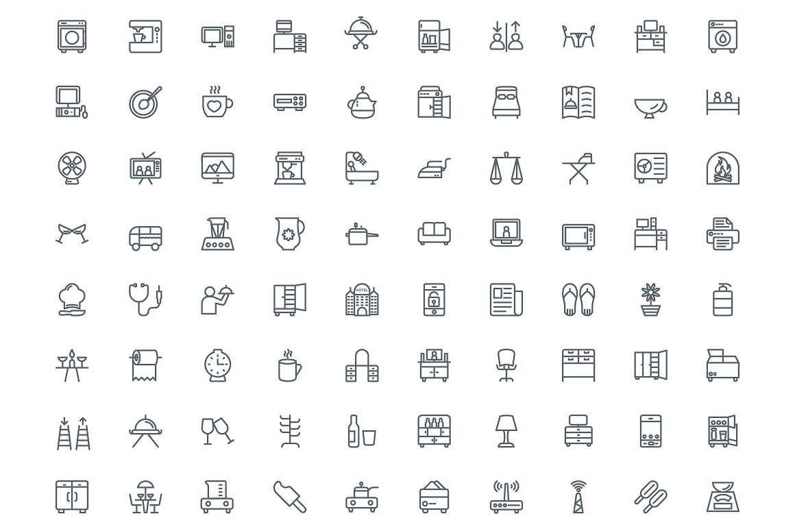 390 Hotel Line Icons