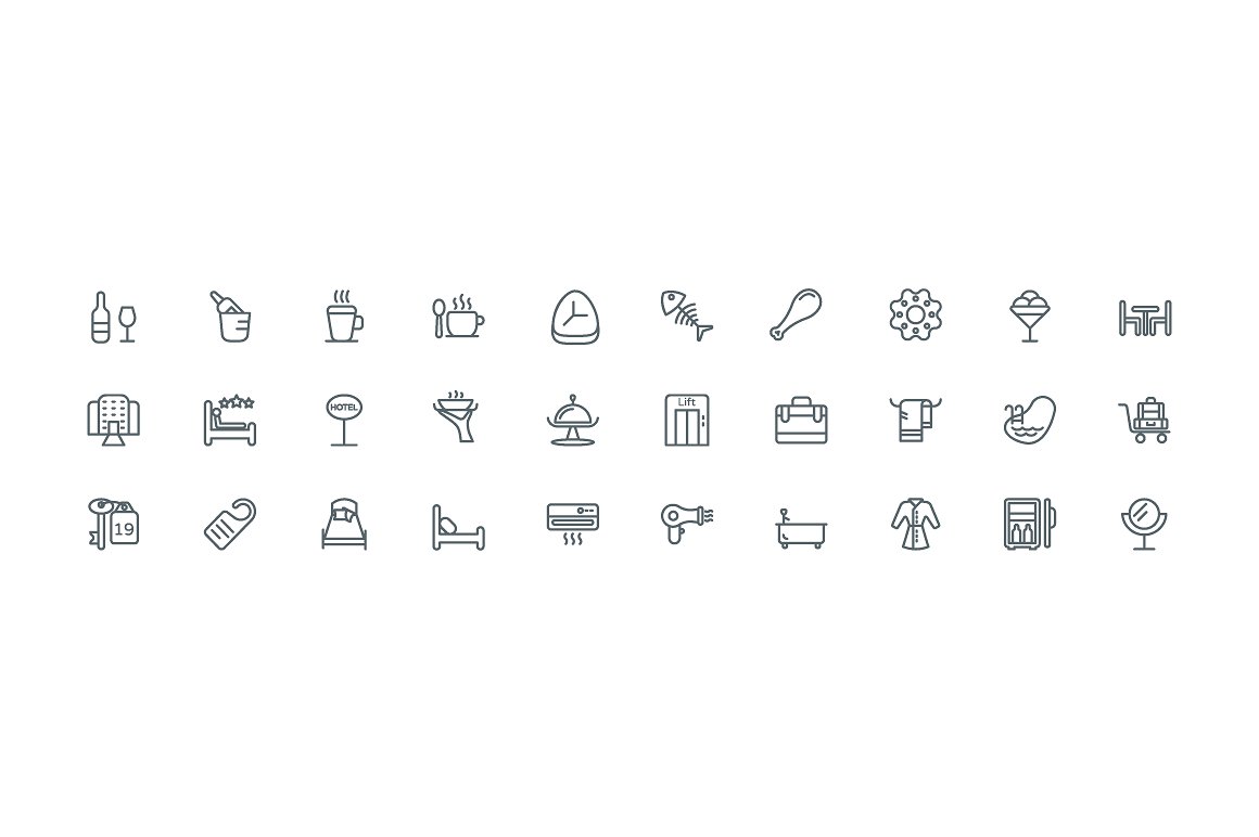 390 Hotel Line Icons