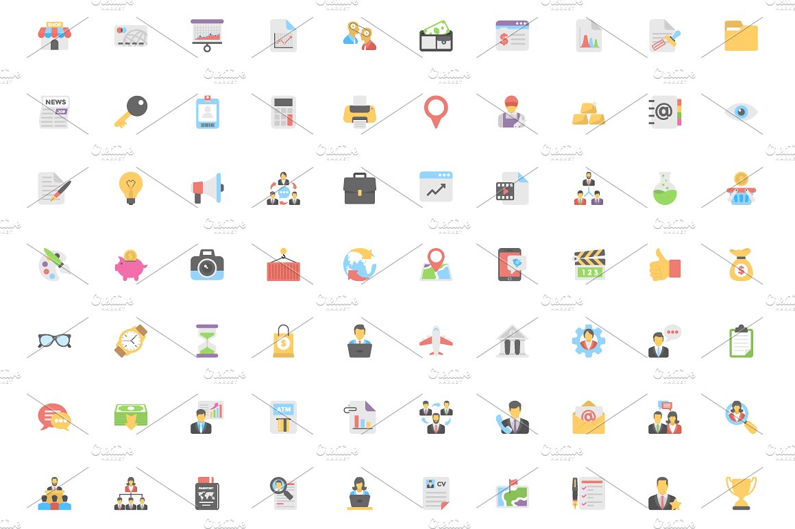 340 Flat Business Icons